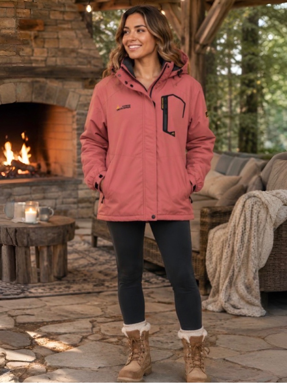 Poler Women's Dusty Rose Hooded waterproof Ski Jacket